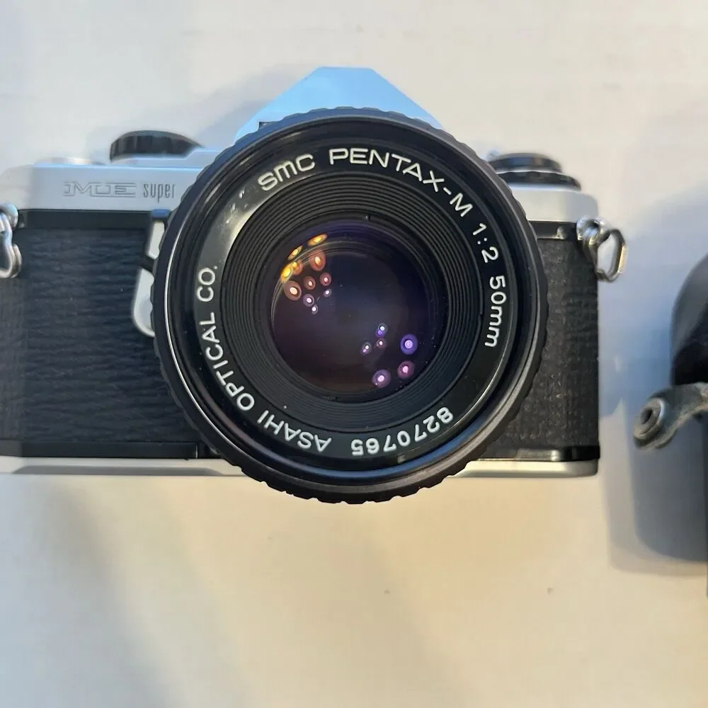 Vintage Pentax ME Super 35mm Camera W Black Case Manual
